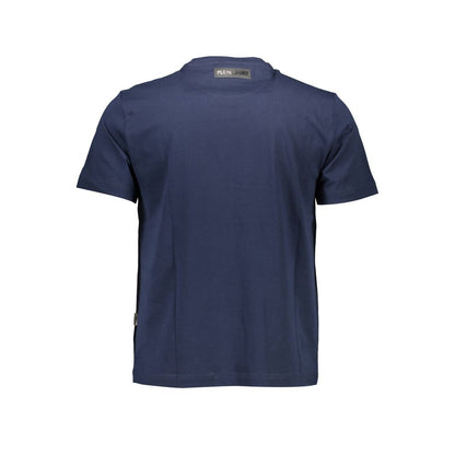 Back view of Plein Sport Blue Cotton Men T-Shirt showcasing premium design and comfort.