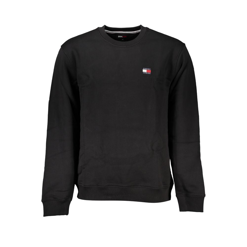 Tommy Hilfiger Sleek Black Cotton Crew Neck Sweatshirt TO-27378-S