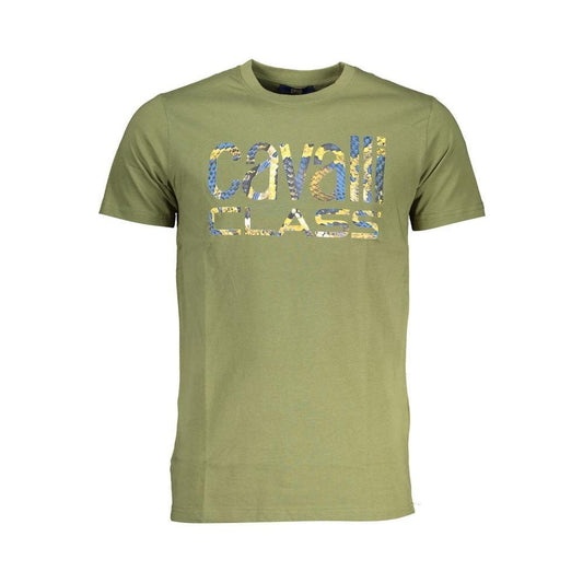 Cavalli Class Green Cotton T-Shirt CA-28585-L