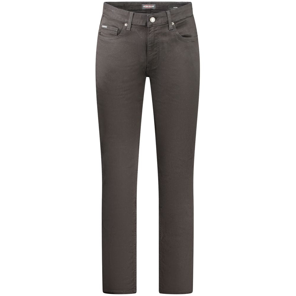 Guess Jeans Black Cotton Men Slim Jean with 5-pocket design and iconic logo