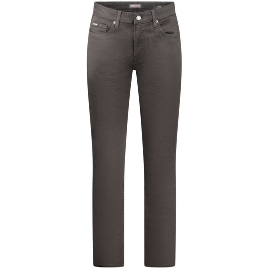 Guess Jeans Black Cotton Men Slim Jean with 5-pocket design and iconic logo