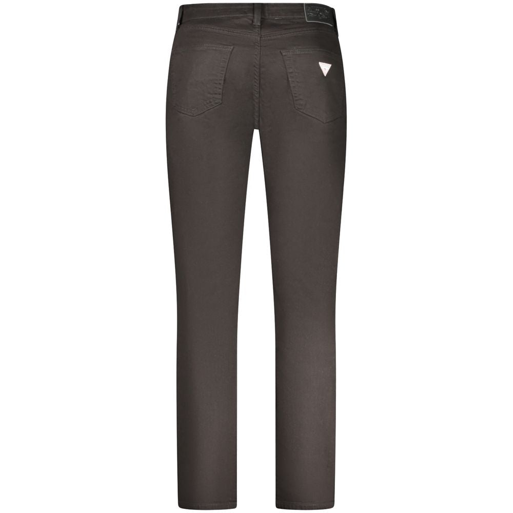 Guess Jeans Black Cotton Men Slim Jean with a 5-pocket design and classic button fastening, rear view showing iconic logo.