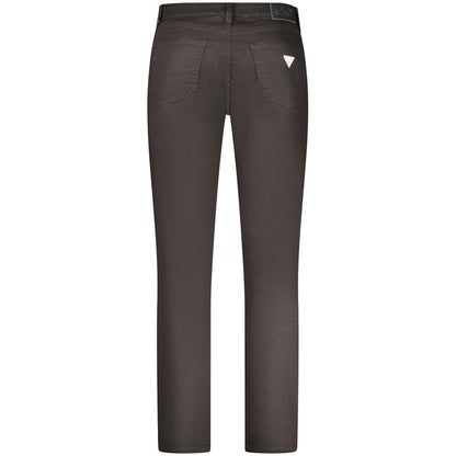 Guess Jeans Black Cotton Men Slim Jean with a 5-pocket design and classic button fastening, rear view showing iconic logo.