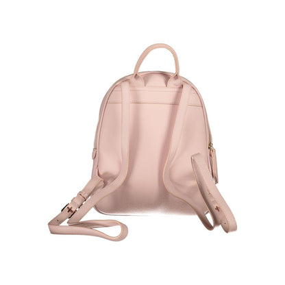 Back view of Mario Valentino Pink Polyethylene Handbag with adjustable shoulder straps and handle.