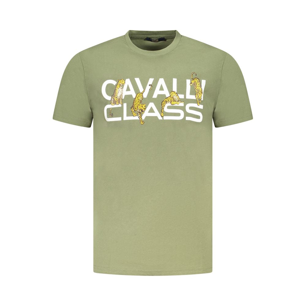 Cavalli Class Green Cotton Men T-Shirt CA-36702-M