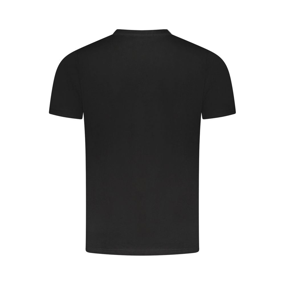 Back view of Cavalli Class Black Cotton Men T-Shirt showcasing sleek design and premium quality.
