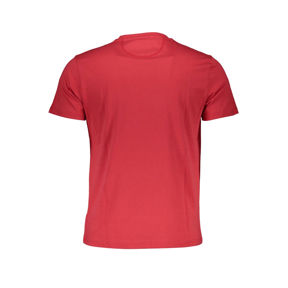 La Martina Red Cotton Men T-Shirt with crew neck and short sleeves, showcasing a bold red color for modern style.