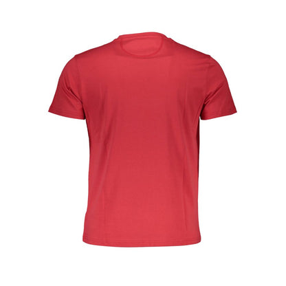 La Martina Red Cotton Men T-Shirt with crew neck and short sleeves, showcasing a bold red color for modern style.