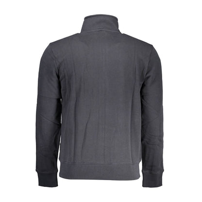 Rear view of Napapijri Black Cotton Men Sweater with long sleeves and comfortable stretch fabric.