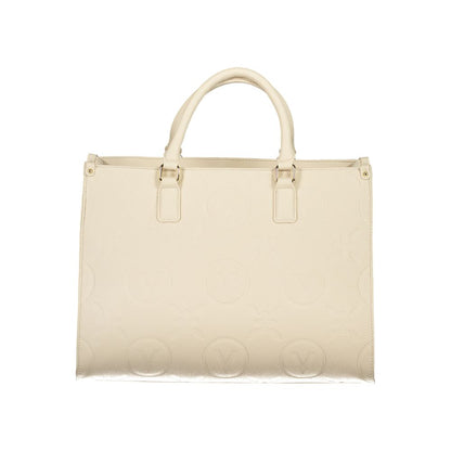 Mario Valentino Beige Polyethylene Women Handbag with dual handles and adjustable shoulder straps