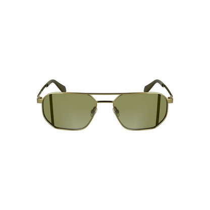 Calvin Klein Gold Metal Men Sunglass with square green lenses and sleek design, perfect for a modern stylish look.