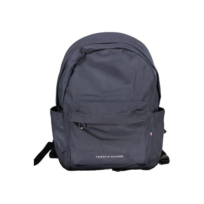 Tommy Hilfiger Blue Polyester Backpack with adjustable straps, external pockets, and internal laptop compartment.