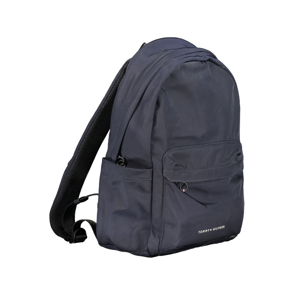 Tommy Hilfiger Blue Polyester Backpack with adjustable straps and multiple pockets, ideal for laptops and documents.