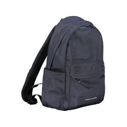 Tommy Hilfiger Blue Polyester Backpack with adjustable straps and multiple pockets, ideal for laptops and documents.