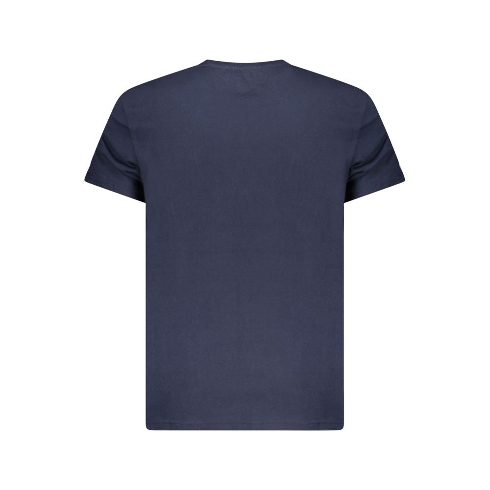 Tommy Hilfiger Blue Cotton Men T-Shirt with short sleeves and crew neck, showcasing sustainable fashion.