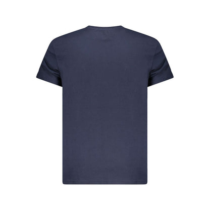 Tommy Hilfiger Blue Cotton Men T-Shirt with short sleeves and crew neck, showcasing sustainable fashion.
