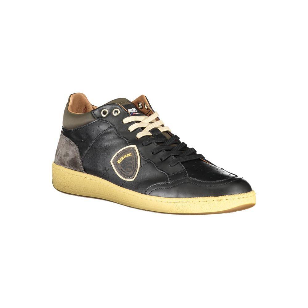 Blauer Sleek Black Lace-Up Sneakers with Contrast Details BL-23170-EU40/US7