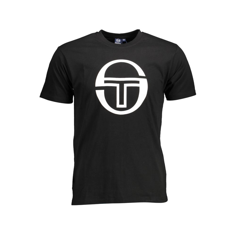 Sergio Tacchini Black Cotton Men T-Shirt with iconic logo and distinctive print, perfect for casual elegance and modern style.
