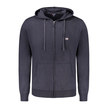 Norway 1963 Blue Polyamide Men Cardigan with hood and zip; a stylish and warm addition to any gentleman's wardrobe.