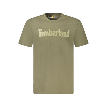 Timberland Green Cotton T-Shirt, regular fit, short sleeve, crew neck with wordmark logo, 100% organic cotton.