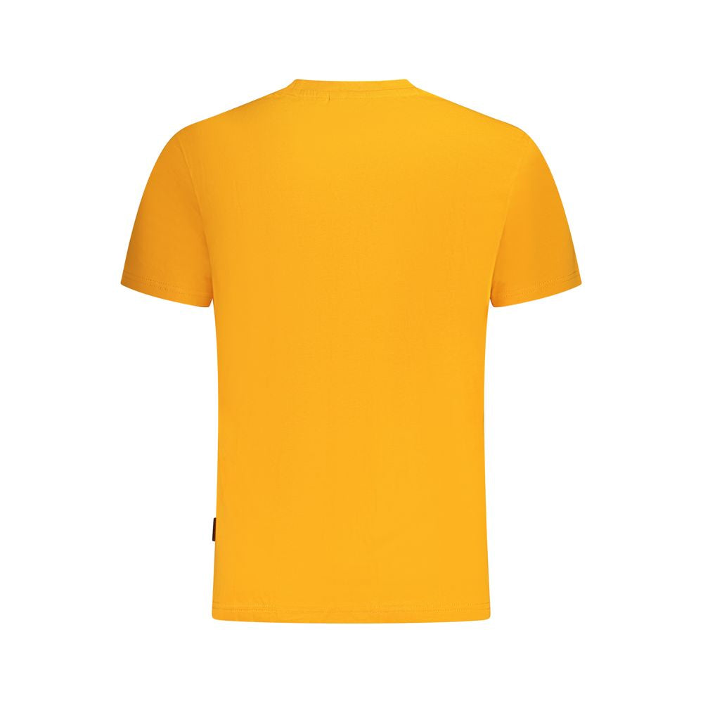 Napapijri Orange Cotton Men T-Shirt back view showcasing vibrant color and regular fit.