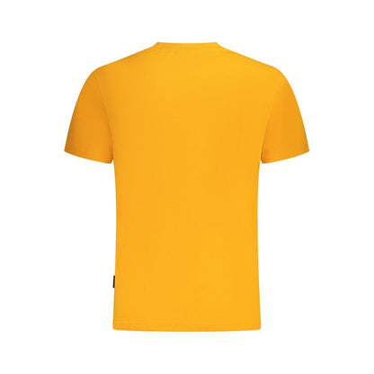 Napapijri Orange Cotton Men T-Shirt back view showcasing vibrant color and regular fit.