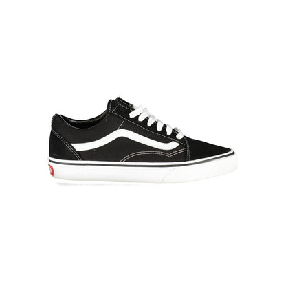 Vans Black Leather Men Sneaker with iconic white side stripe, classic design, and durable build for style and comfort.