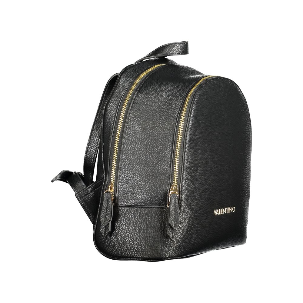 Mario Valentino Black Polyethylene Backpack with adjustable straps, external and internal pockets, and zip closure.
