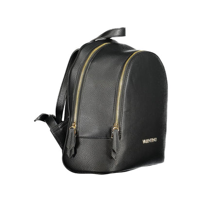Mario Valentino Black Polyethylene Backpack with adjustable straps, external and internal pockets, and zip closure.