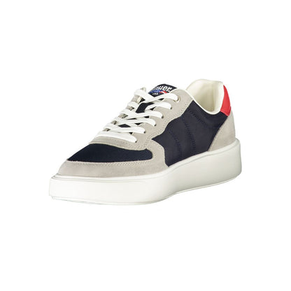 Blauer Blue Leather Men Sneaker with a bold design, showcasing sleek craftsmanship and the iconic Blauer logo for a trendsetting style.