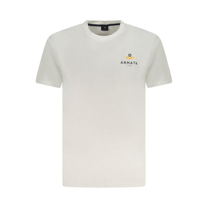 Armata Di Mare White Cotton Men T-Shirt with logo on front, crew neck, and short sleeves