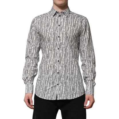 Dolce & Gabbana White Floral Print Casual Long Sleeves Shirt