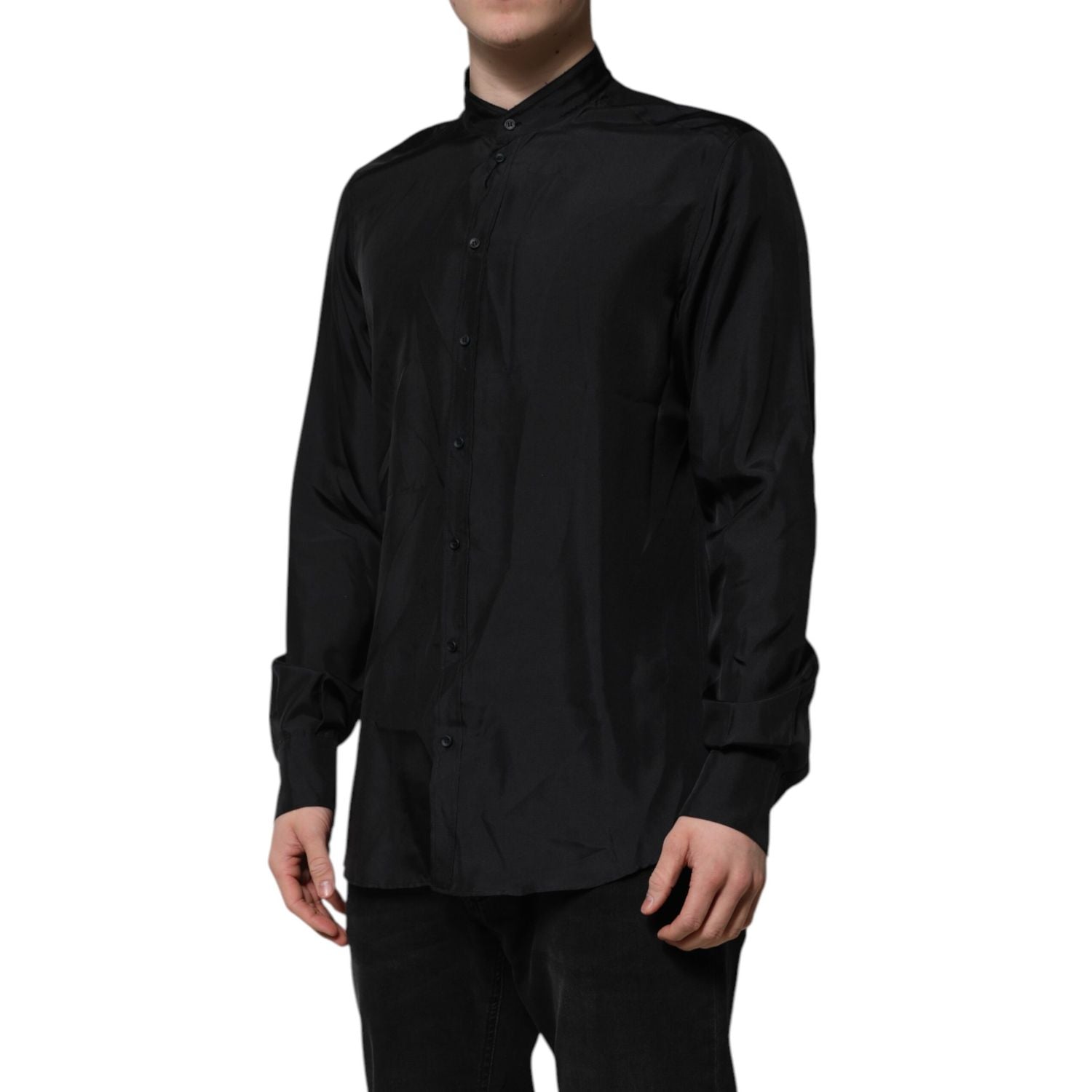 Dolce & Gabbana Dark Blue Silk MARTINI Men Formal Dress Shirt