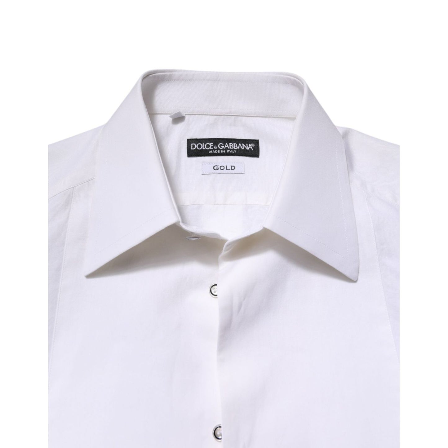 Dolce & Gabbana White Cotton GOLD Long Sleeves Dress Shirt TSH906805-37