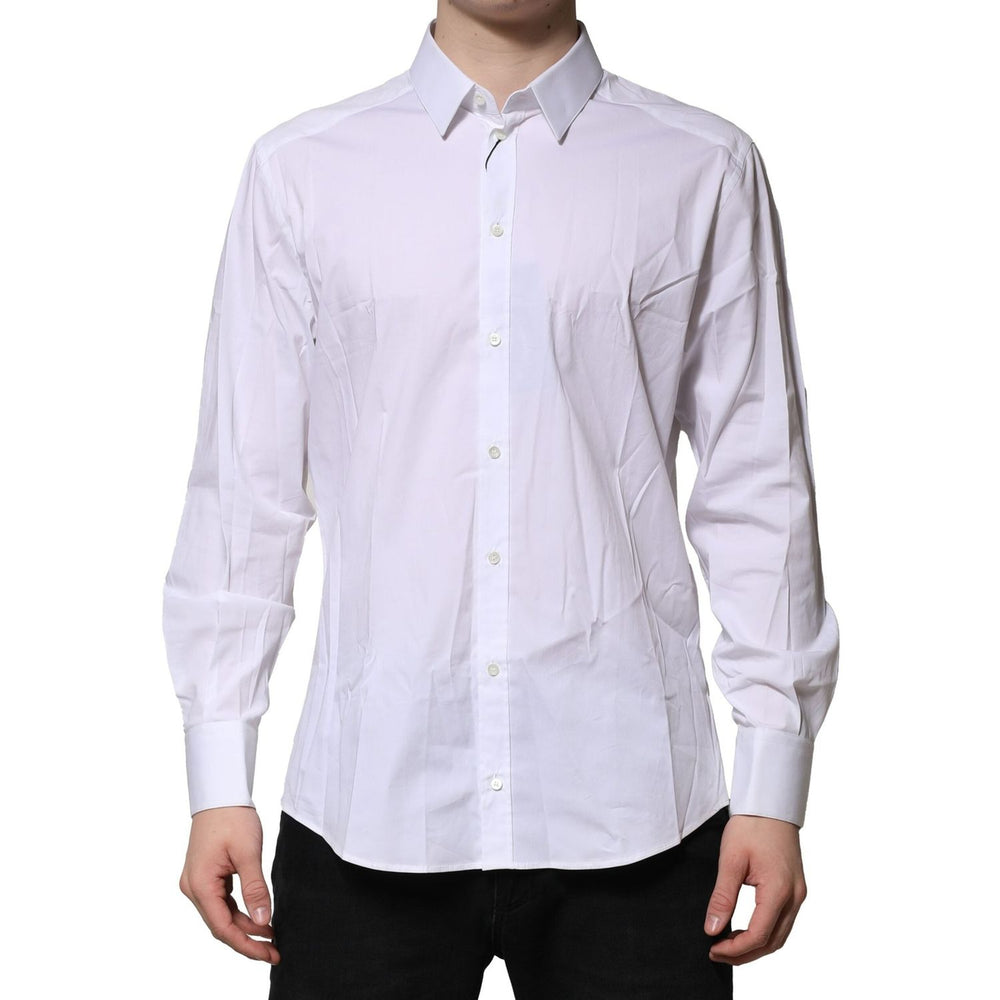 Dolce & Gabbana White Cotton GOLD Long Sleeves Dress Shirt TSH906923-38