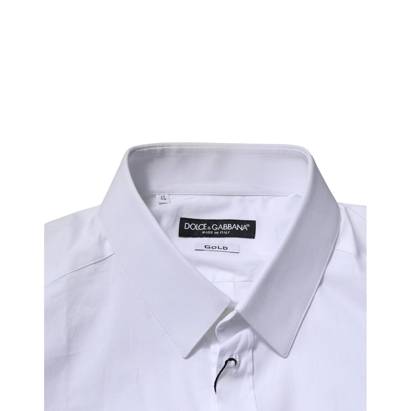 Dolce & Gabbana White Cotton GOLD Long Sleeves Dress Shirt TSH906923-38