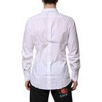 Dolce & Gabbana White Cotton GOLD Long Sleeves Dress Shirt TSH906927-42