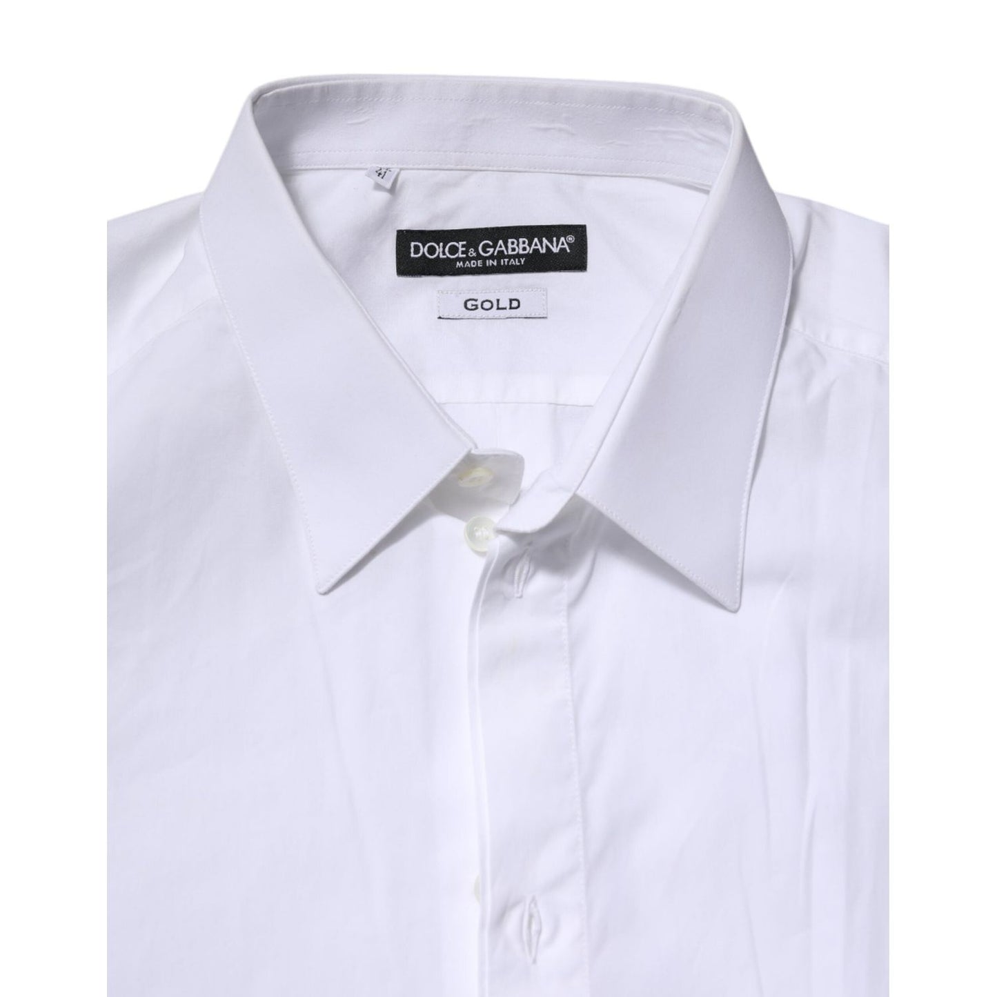 Dolce & Gabbana White Cotton GOLD Long Sleeves Dress Shirt TSH906927-42