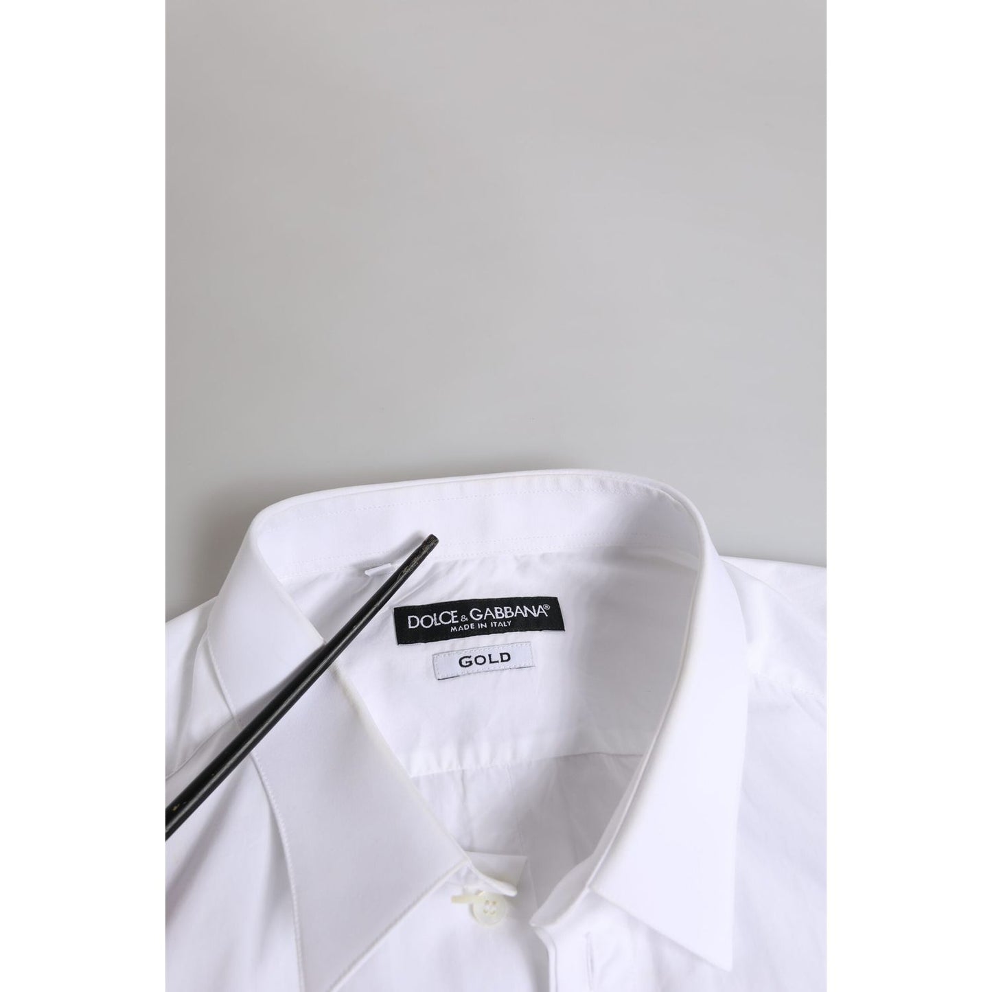 Dolce & Gabbana White Cotton GOLD Long Sleeves Dress Shirt TSH906927-42