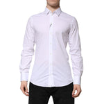 Dolce & Gabbana White Cotton GOLD Long Sleeve Men Dress Shirt TSH906933-39
