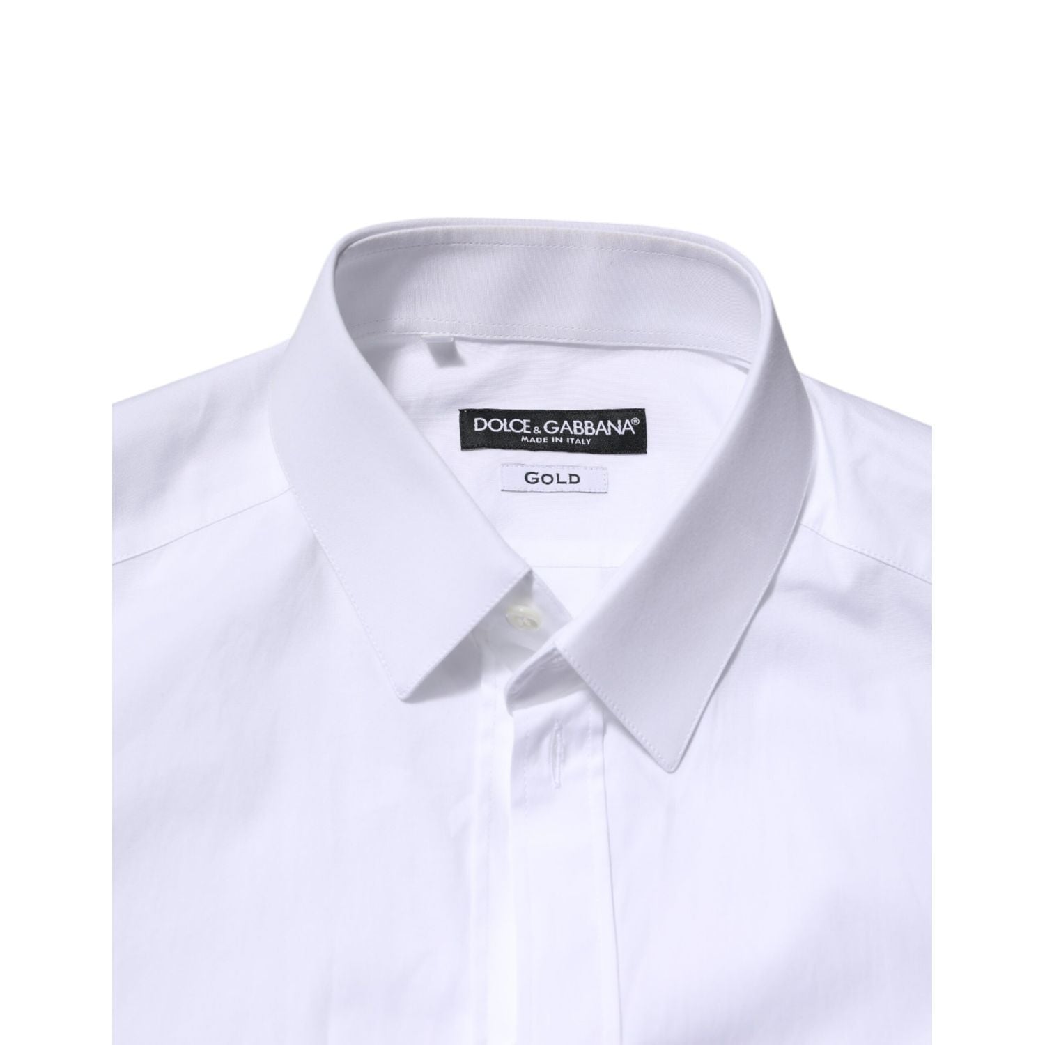 Dolce & Gabbana White Cotton GOLD Long Sleeve Men Dress Shirt