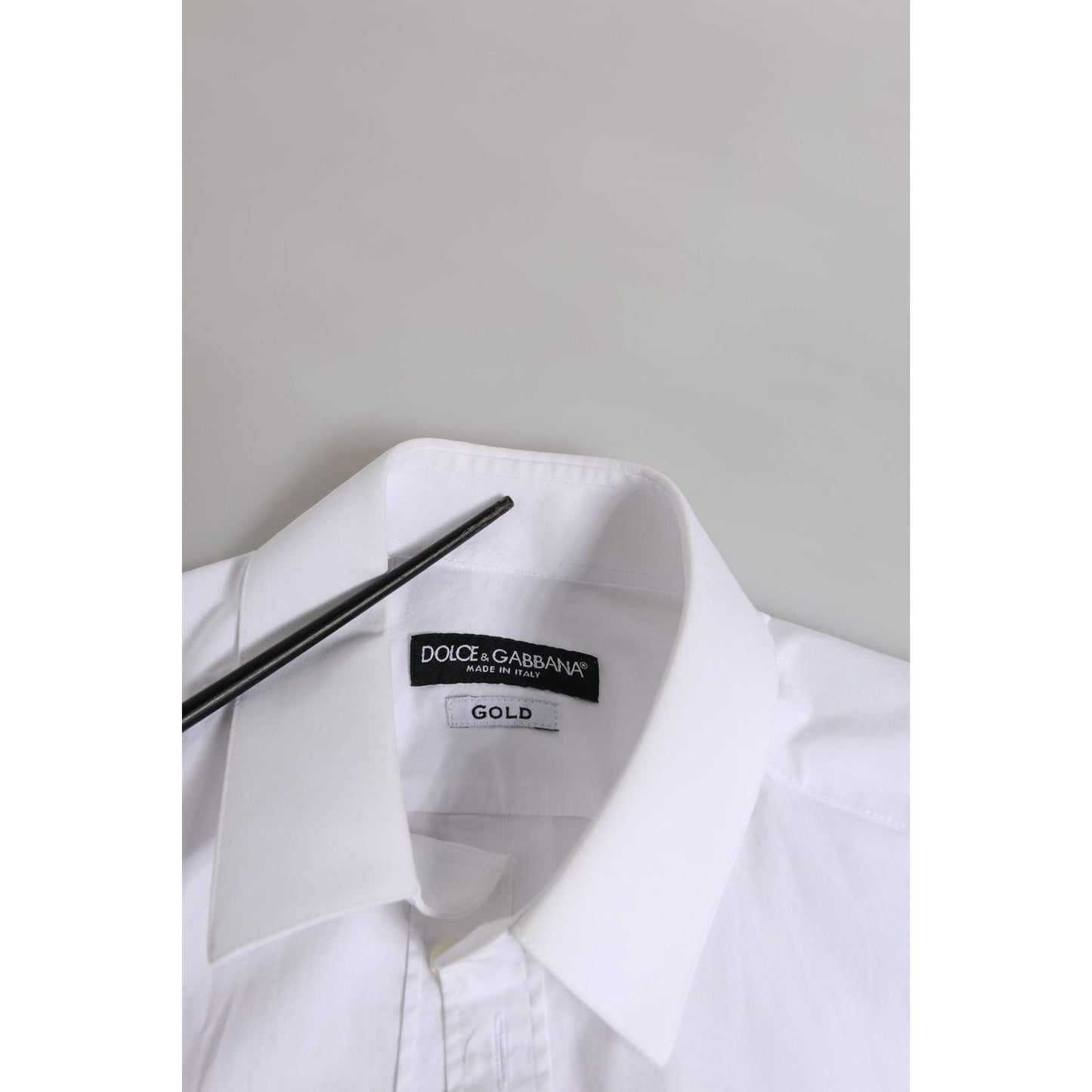 Dolce & Gabbana White Cotton GOLD Long Sleeve Men Dress Shirt TSH906933-39