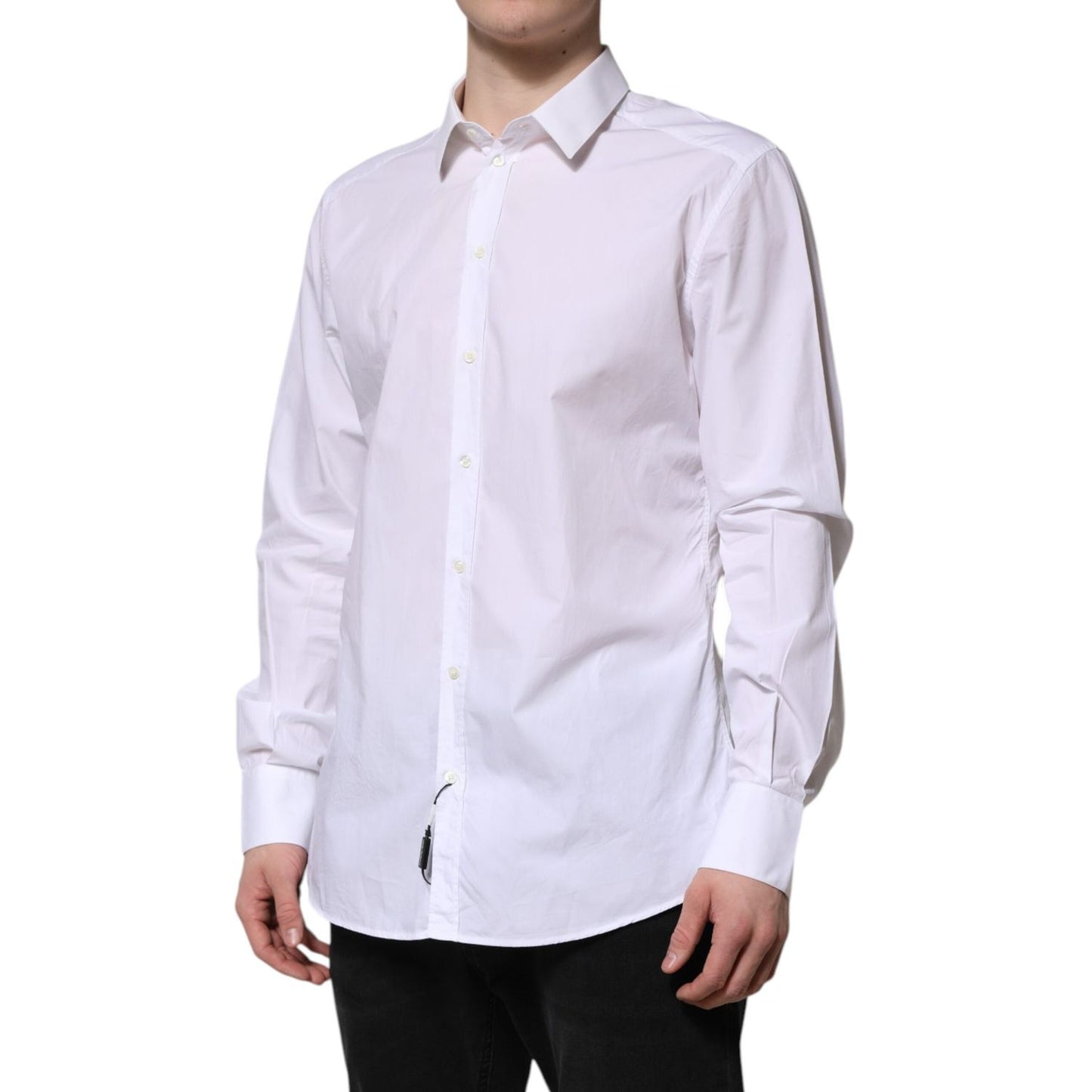 Dolce & Gabbana White Cotton GOLD Long Sleeves Dress Shirt TSH906934-43