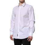 Dolce & Gabbana White Cotton GOLD Long Sleeves Dress Shirt TSH906934-43
