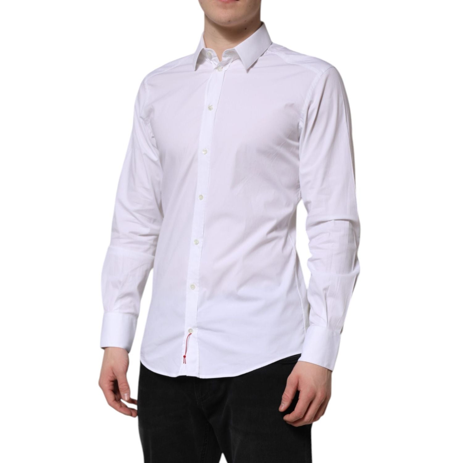 Dolce & Gabbana White Cotton GOLD Long Sleeves Dress Shirt