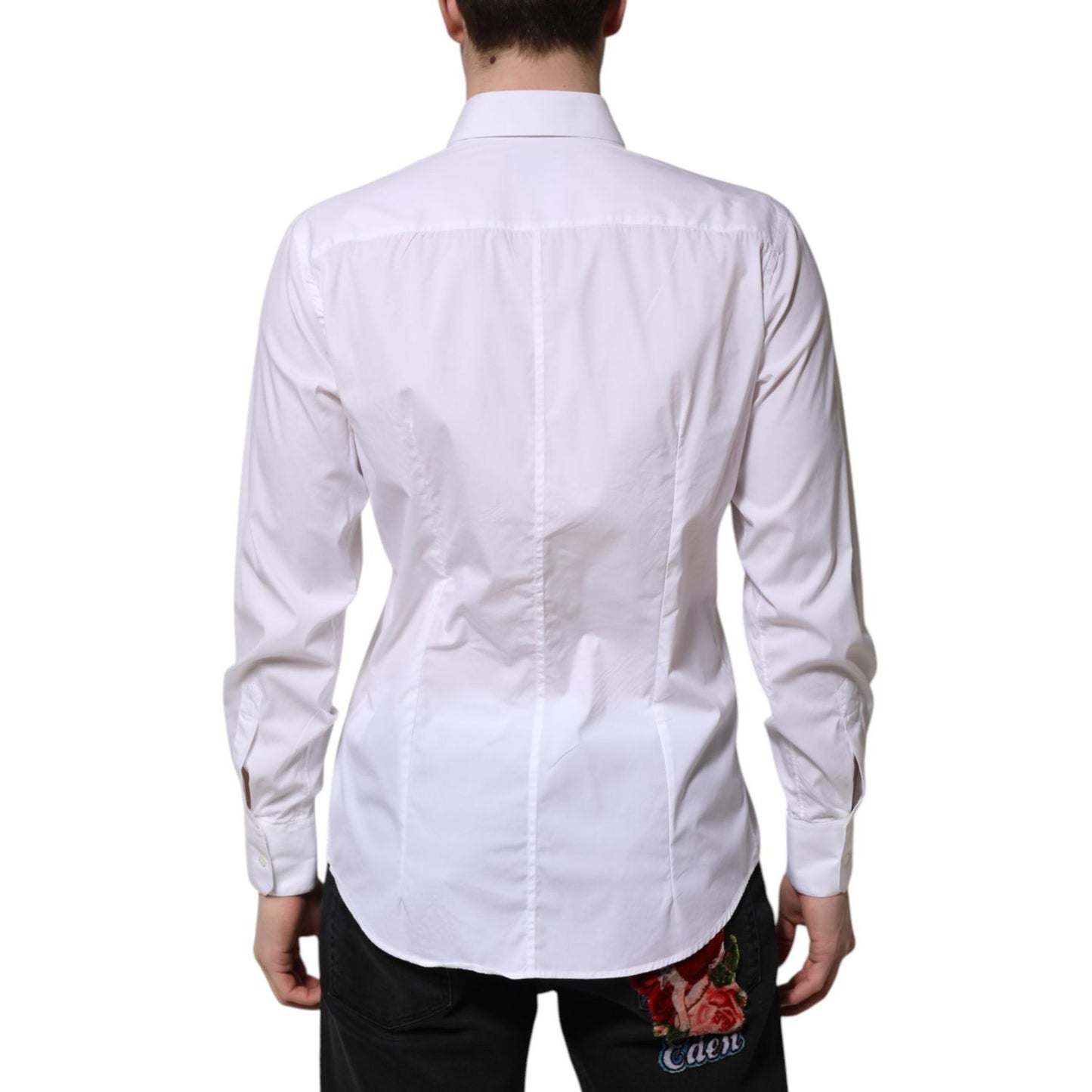 Dolce & Gabbana White Cotton MARTINI Long Sleeve Dress Shirt
