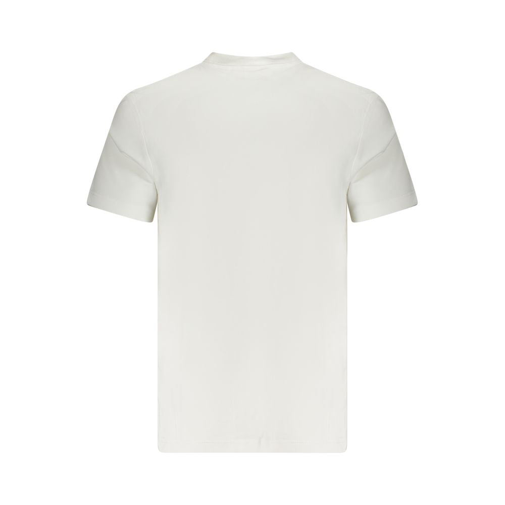 Back view of Calvin Klein White Cotton Men T-Shirt showcasing minimalist design in high-quality fabric