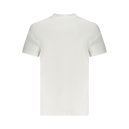 Back view of Calvin Klein White Cotton Men T-Shirt showcasing minimalist design in high-quality fabric