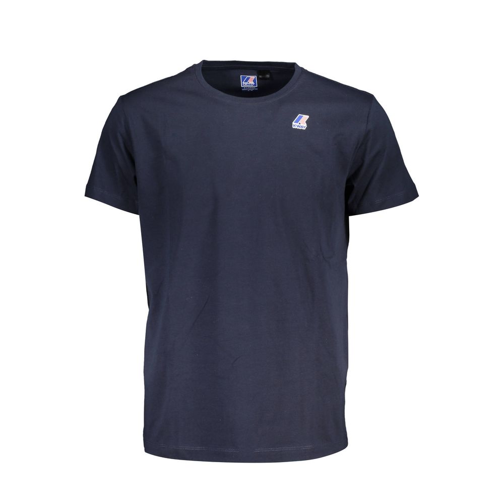 K-WAY Blue Cotton T-Shirt with short sleeves, crew neck design, and logo print on front.