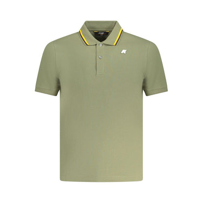 K-WAY Green Cotton Polo Shirt with short sleeves, 2 buttons, contrasting details, and logo application.